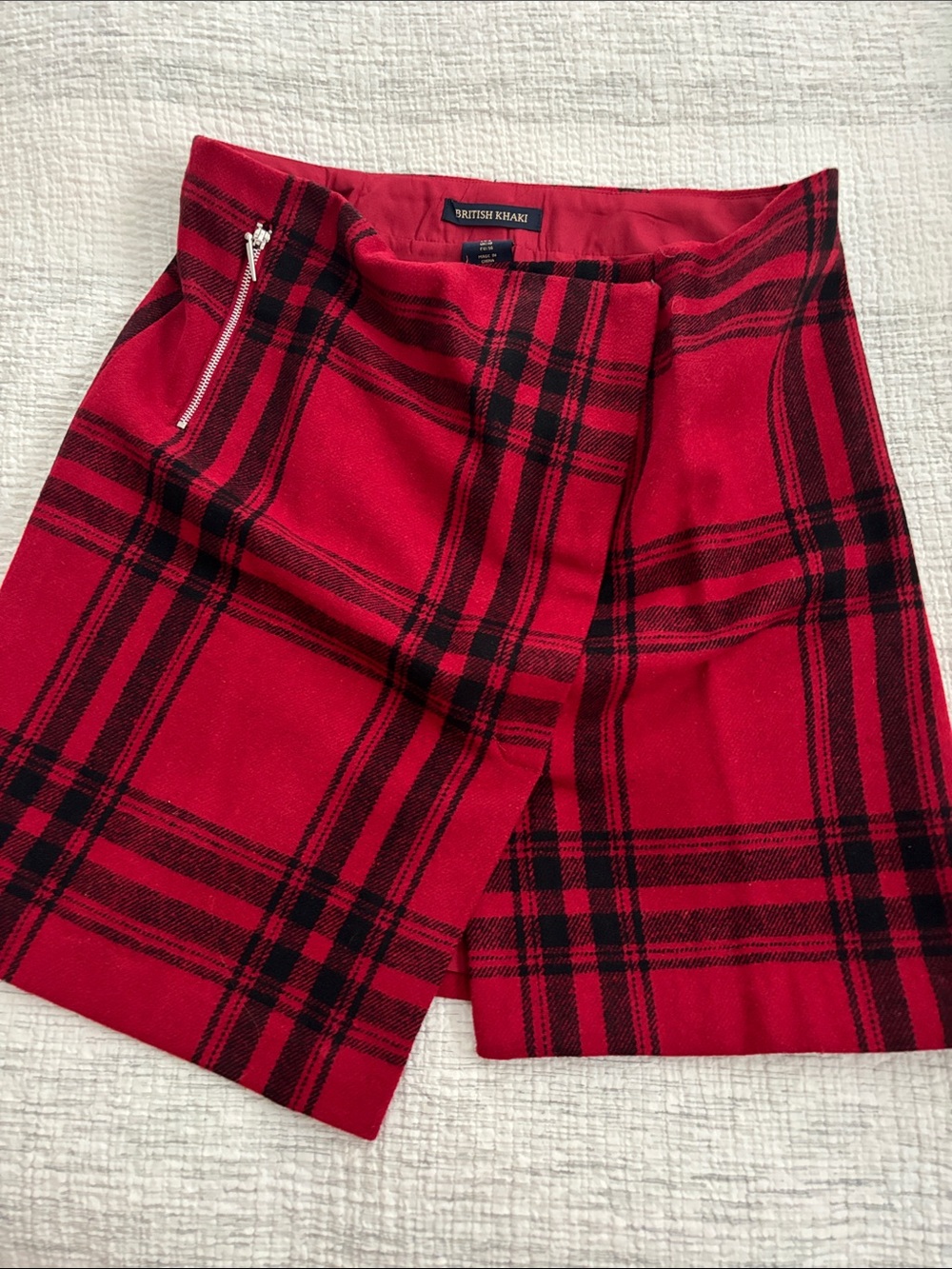 British Khaki Red and Black Plaid Skort